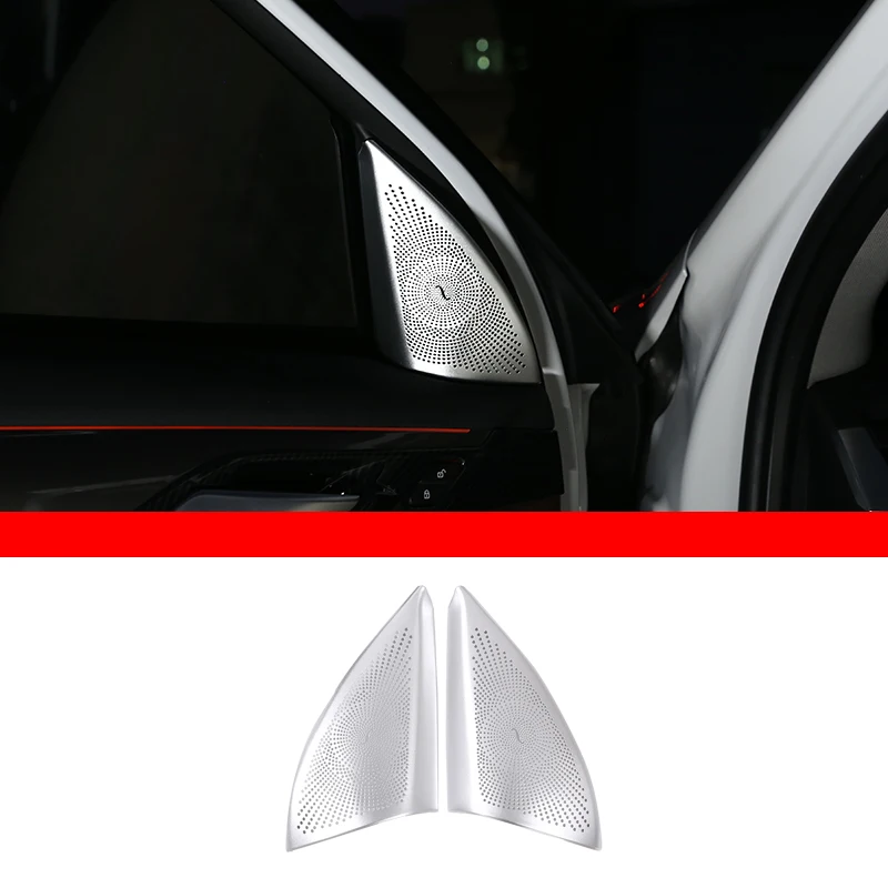 

1Pair Stainless Steel Car Styling Car Door A Pillar Speaker Trim Cover Sticker Frame for BMW X1 F48 2016-2019 Interior Accessory