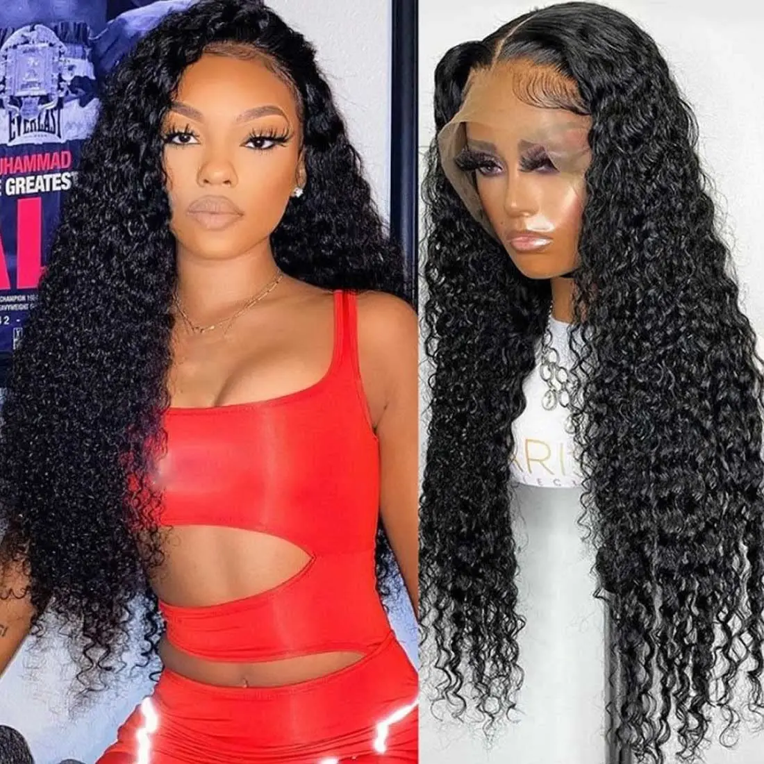 

180% 13x4 13x6 Hd Lace Curly Wigs Human Hair Deep Wave Frontal Wig 40 Inch Water Wave 13x4 Glueless Lace Front Human Hair Wig