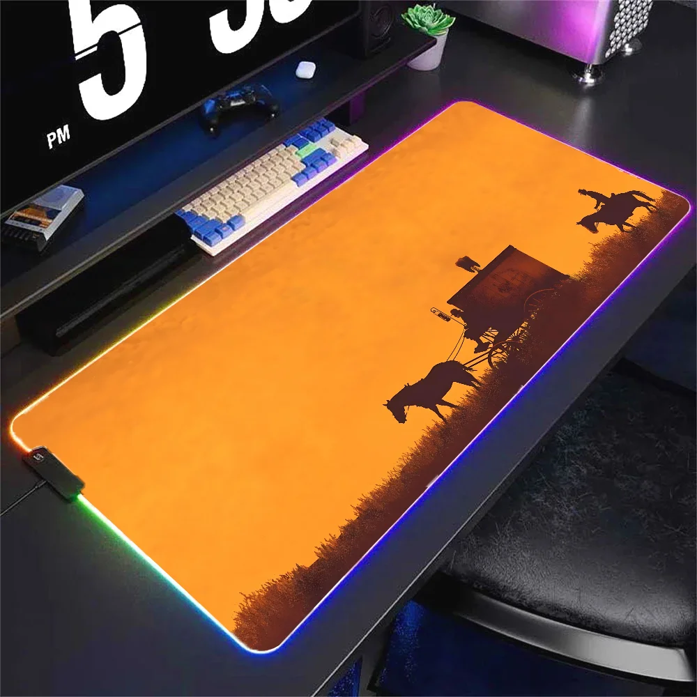 Western Backgrounds  Mousepad XXL RGB Gaming Mouse Pads HD Black Gamer Accessories Large LED