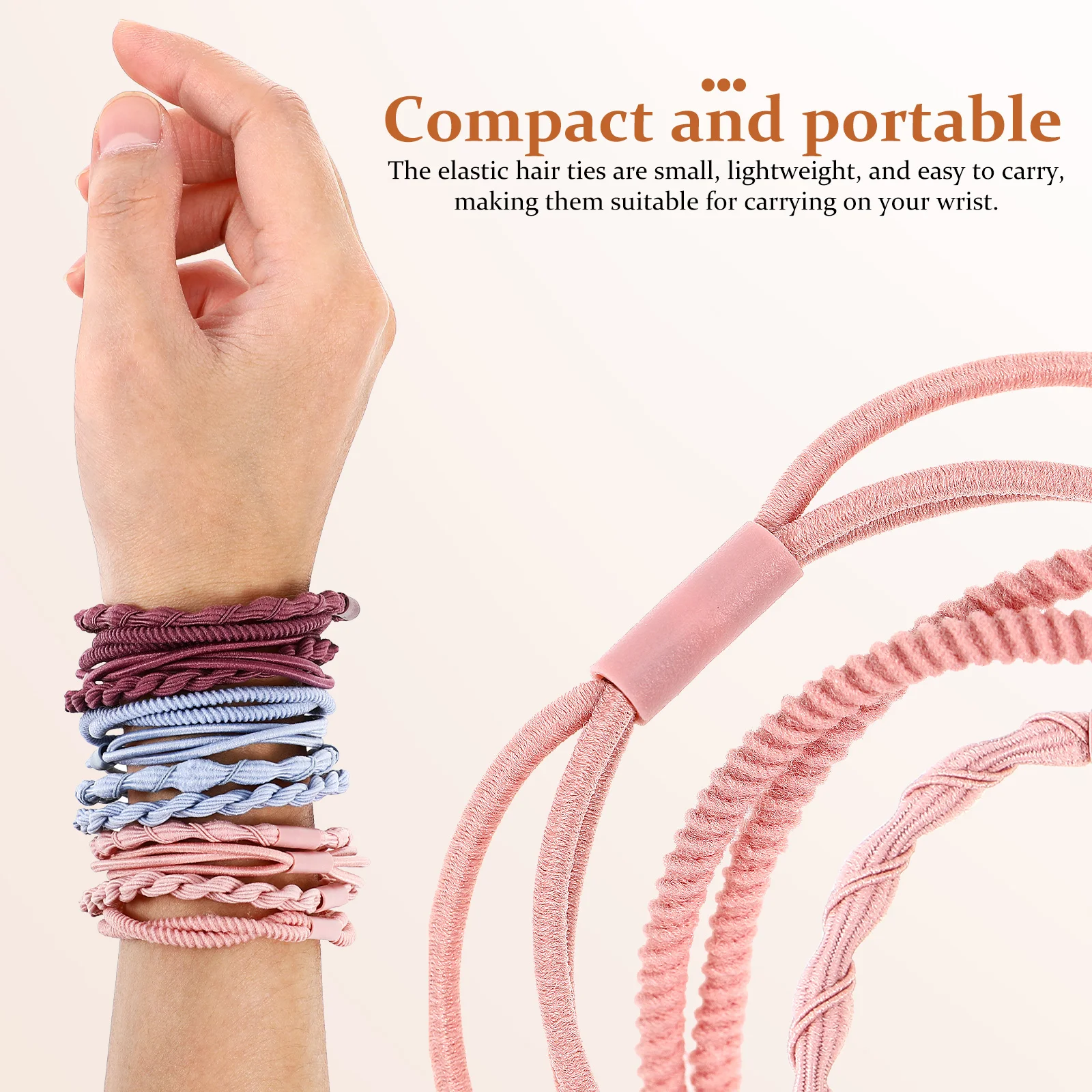 

24 Pcs Ties High Elasticity No Damage Ponytail Stretchy Hair Ties Holders Bracelet Hair Bands Portable Boho Style