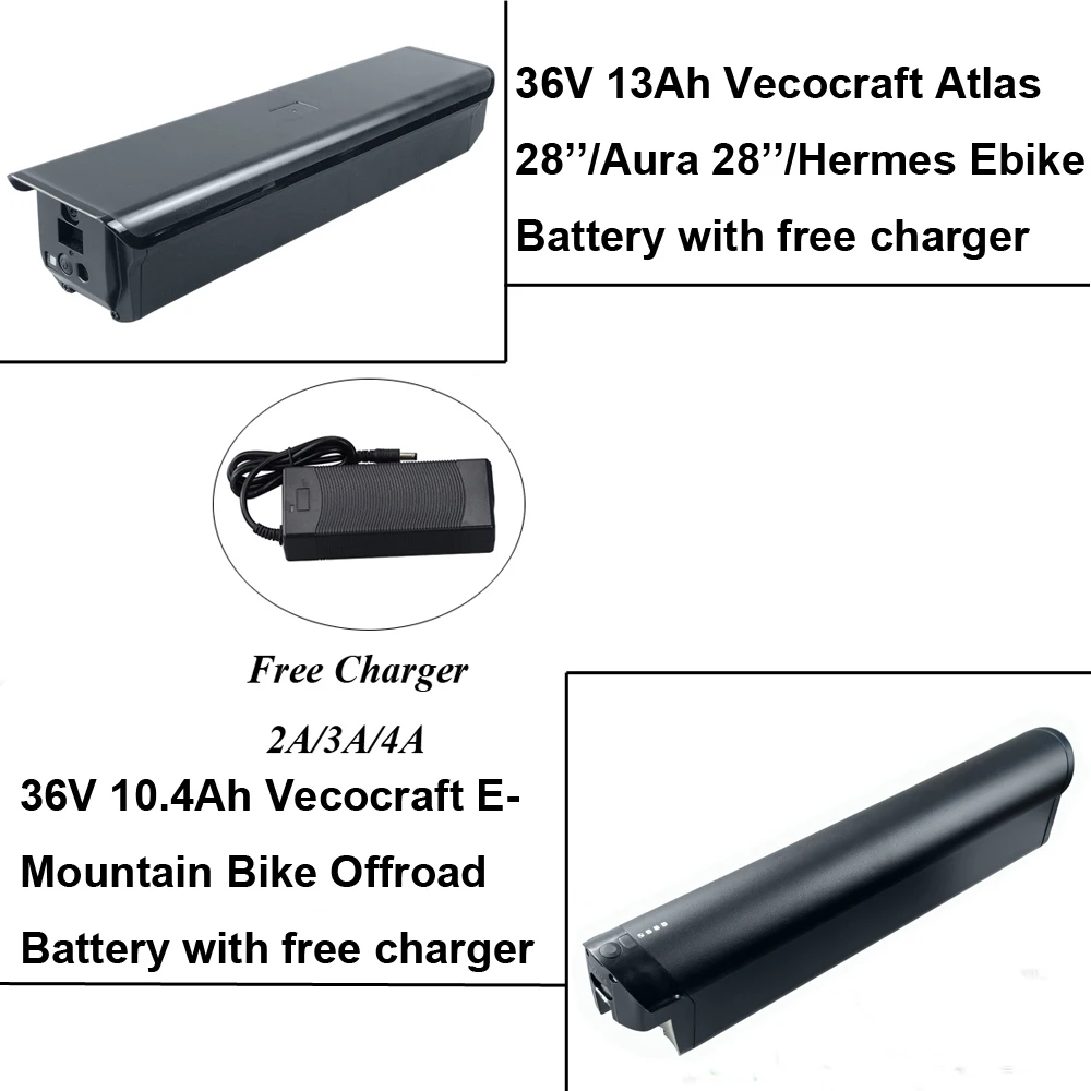 

E-Trekking Bike Battery 36V 10.4Ah 13Ah E-Mountain Bike Battery for Vecocraft Atlas Aura 28'' Hermes Off Road E-Bike