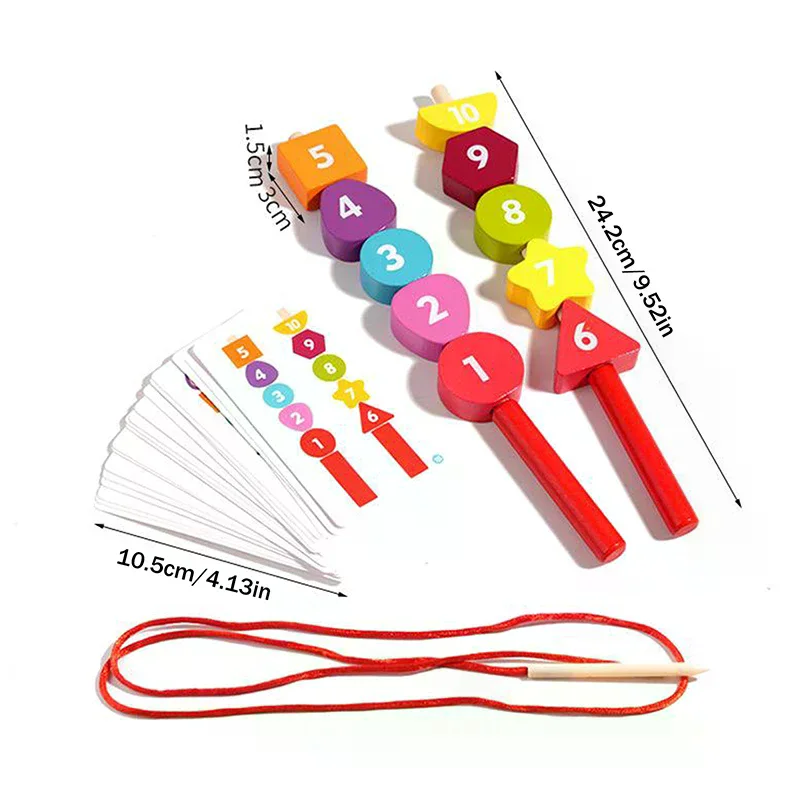 Montessori brinquedos de madeira cor forma correspondência quebra-cabeça jogo colorido frisado cor cognição cedo brinquedos educativos presente para crianças