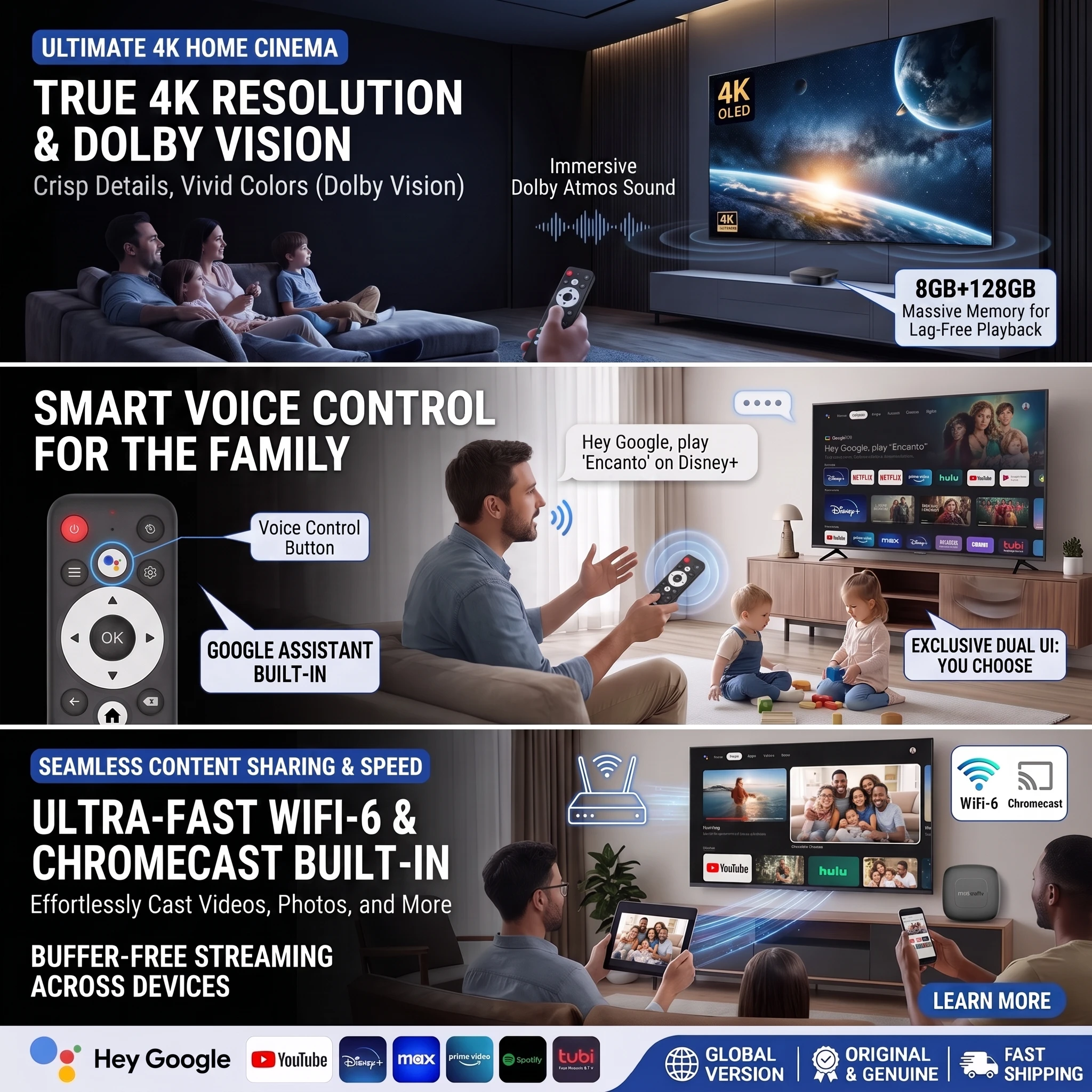 Android16 Smart TV Box 2026 8GB RAM 128GB ROM RK3518 Quad Core T1 TV BOX 4K HD Dual Wifi 5.8G Home Theater Media Player