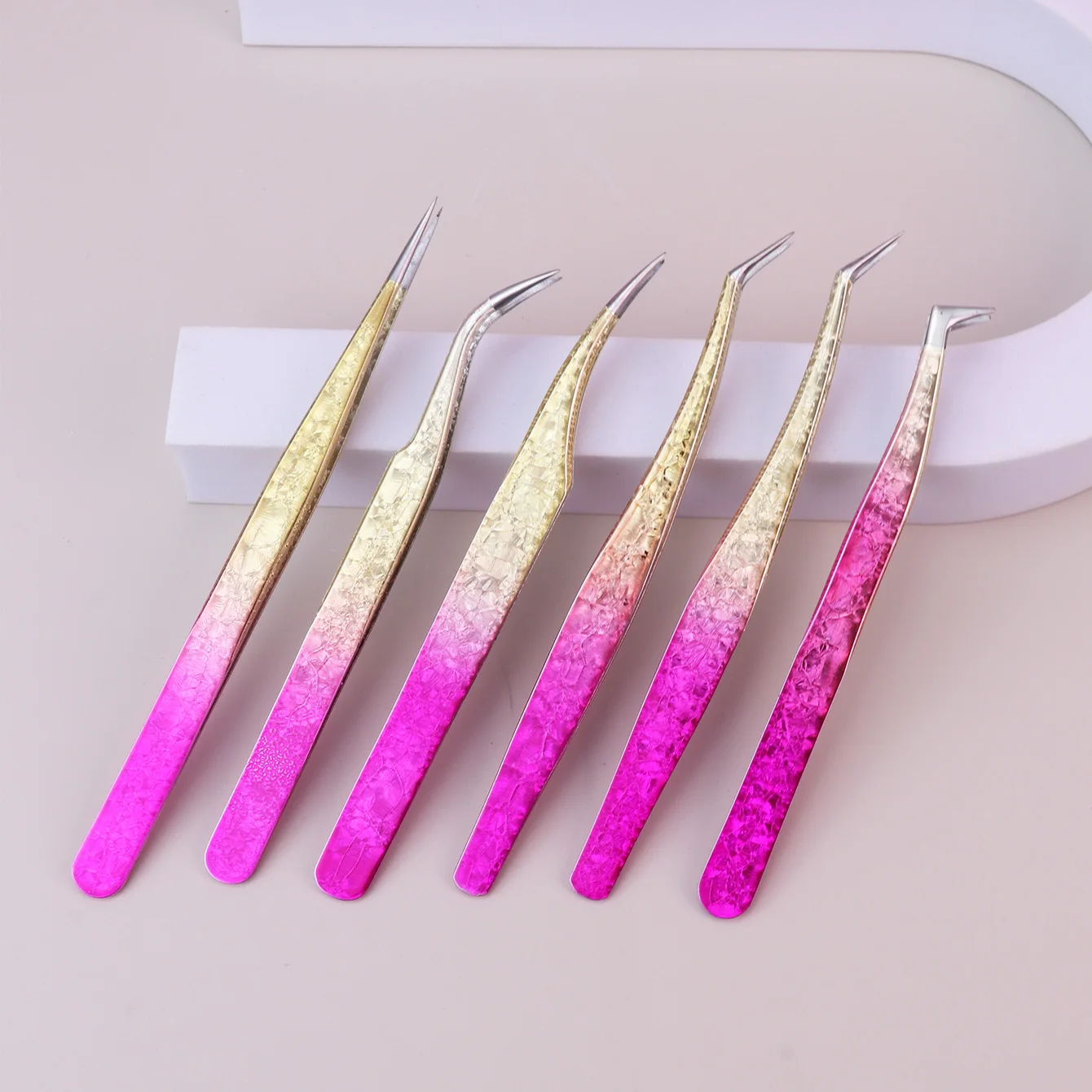 Eyelash tweezers ice flower anti-static 3D precise eyebrow grafting false eyelash extension supplies makeup tweezers tools