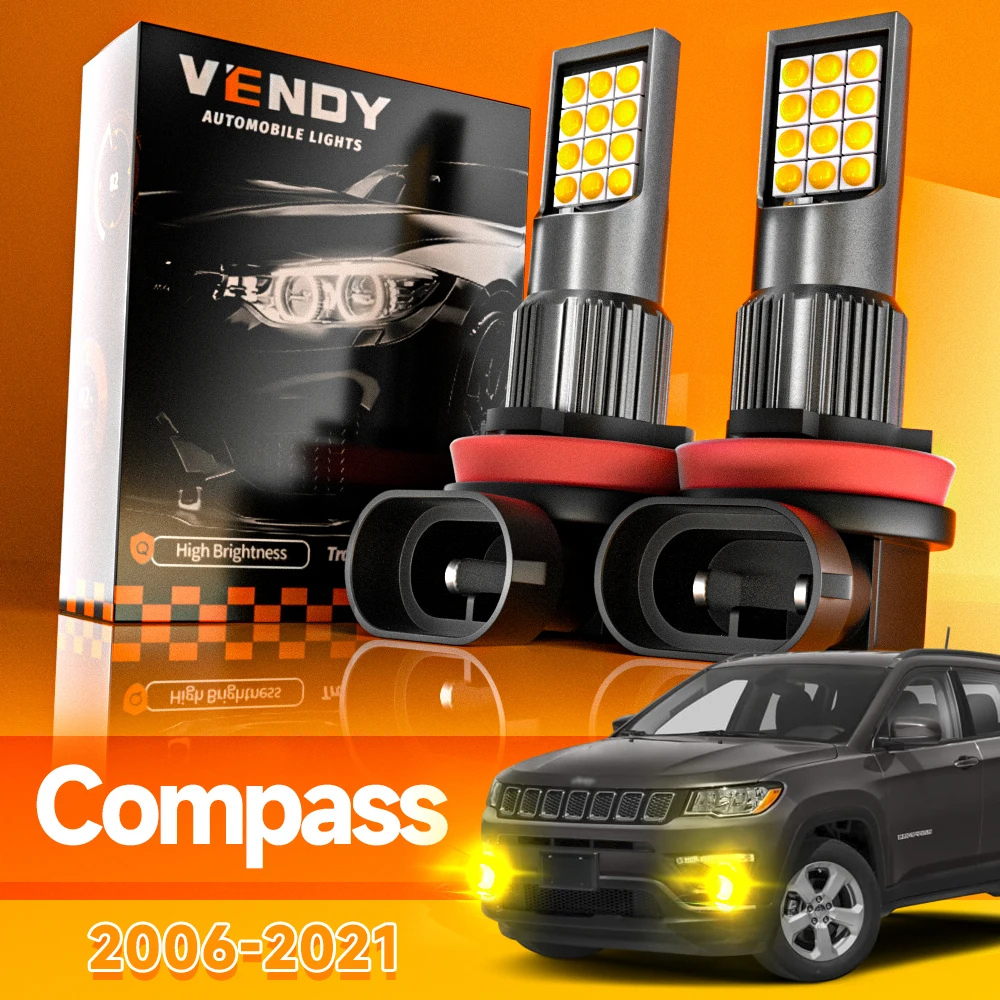 2pcs For Jeep Compass MK MP 2006-2021 LED Fog Light 2007 2010 2011 2012 2013 2014 2015 2017 2018 2019 2020 Canbus Accessories