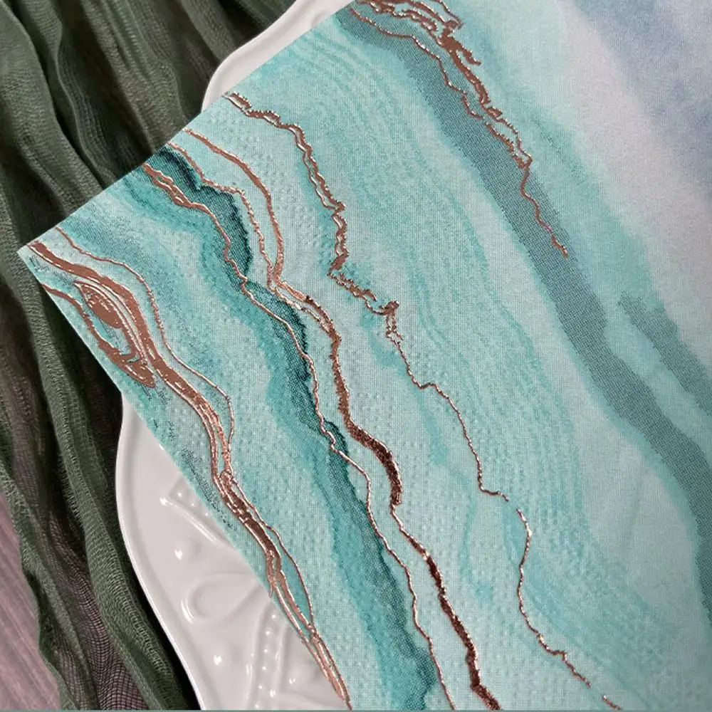 

2 packs Party Supplies 2-Ply Ocean Printed Napkins Soft Paper Cocktail Napkins Rose Gold Foil Placemats Holiday Decoration