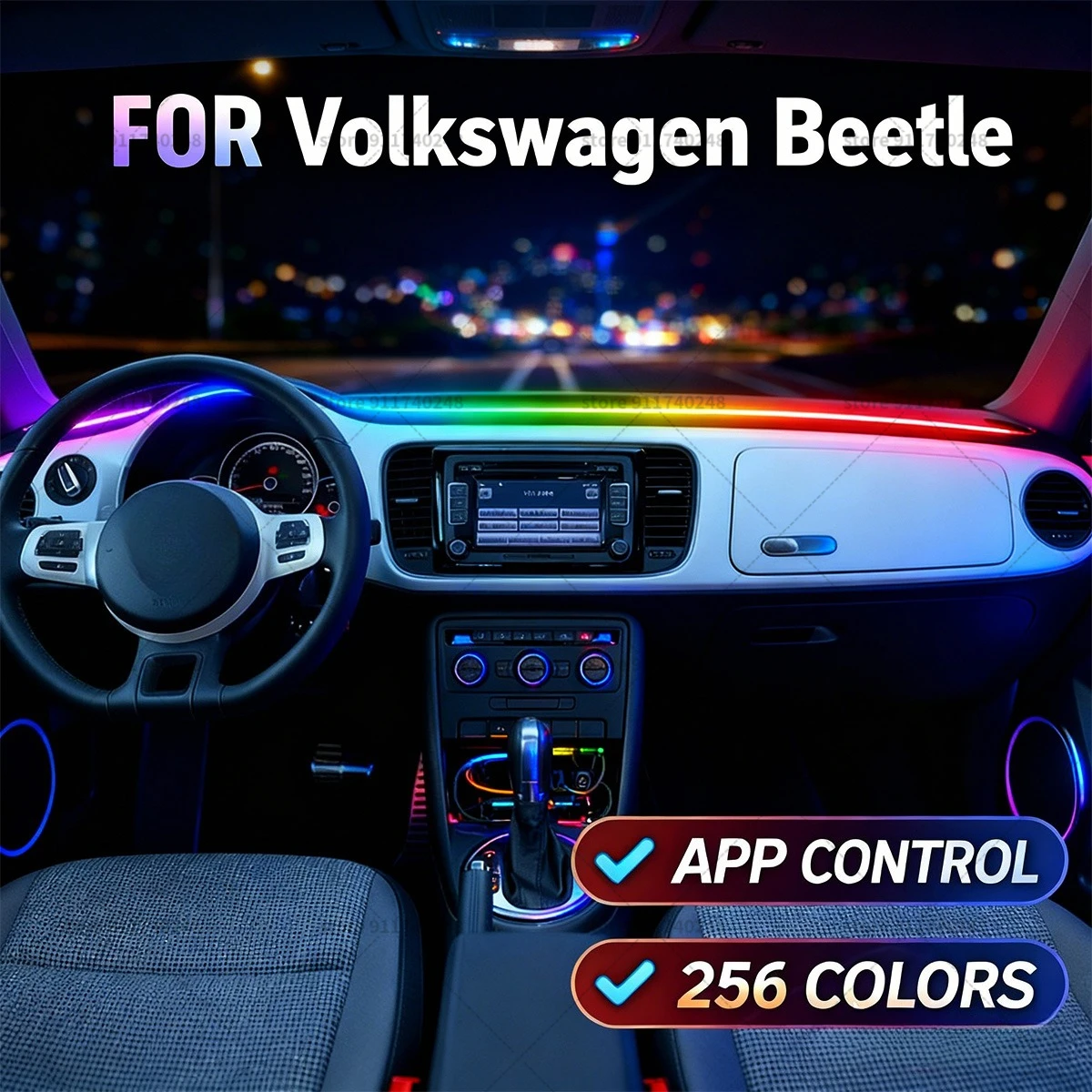 

For Volkswagen Beetle Automotive decoration light strip,colorful acrylic front windshield soundproofing strip,ambience light