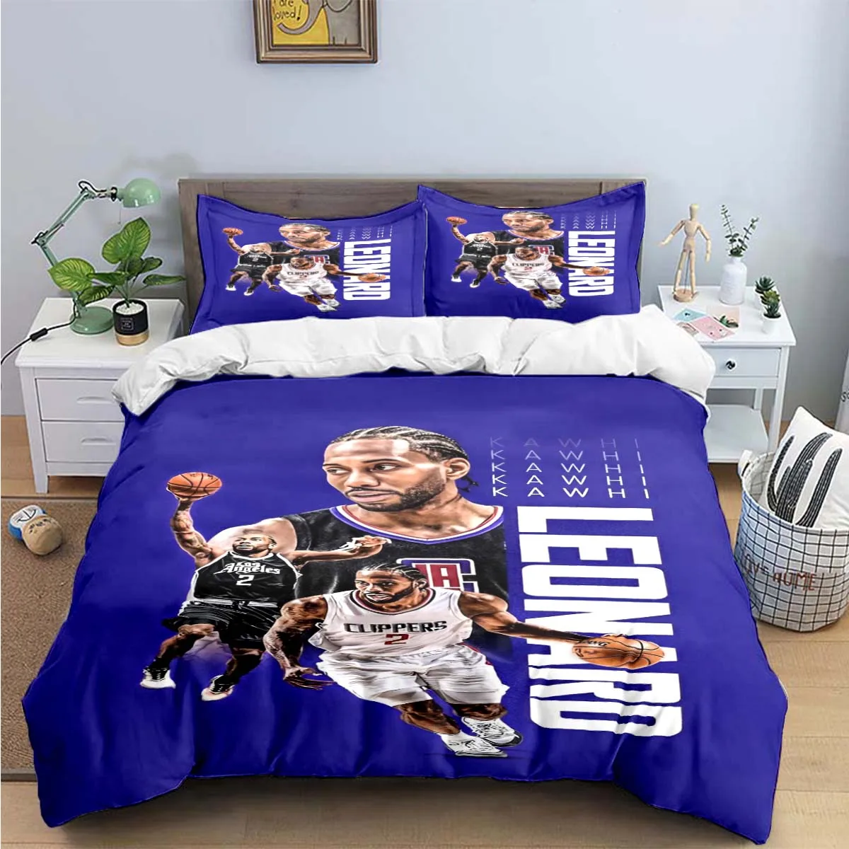 Fashion No2 Basketball Star K-Kawhi L-Leonard Print Bedding Sets Bed Supplies Set Duvet Cover Bed Comforter Set Bedding Set Gift