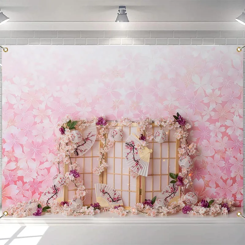Spring Photography Background Cherry Blossom Tree Japan Style Loft Decor Props Baby Shower Kids Portrait Photo Backdrop Studio