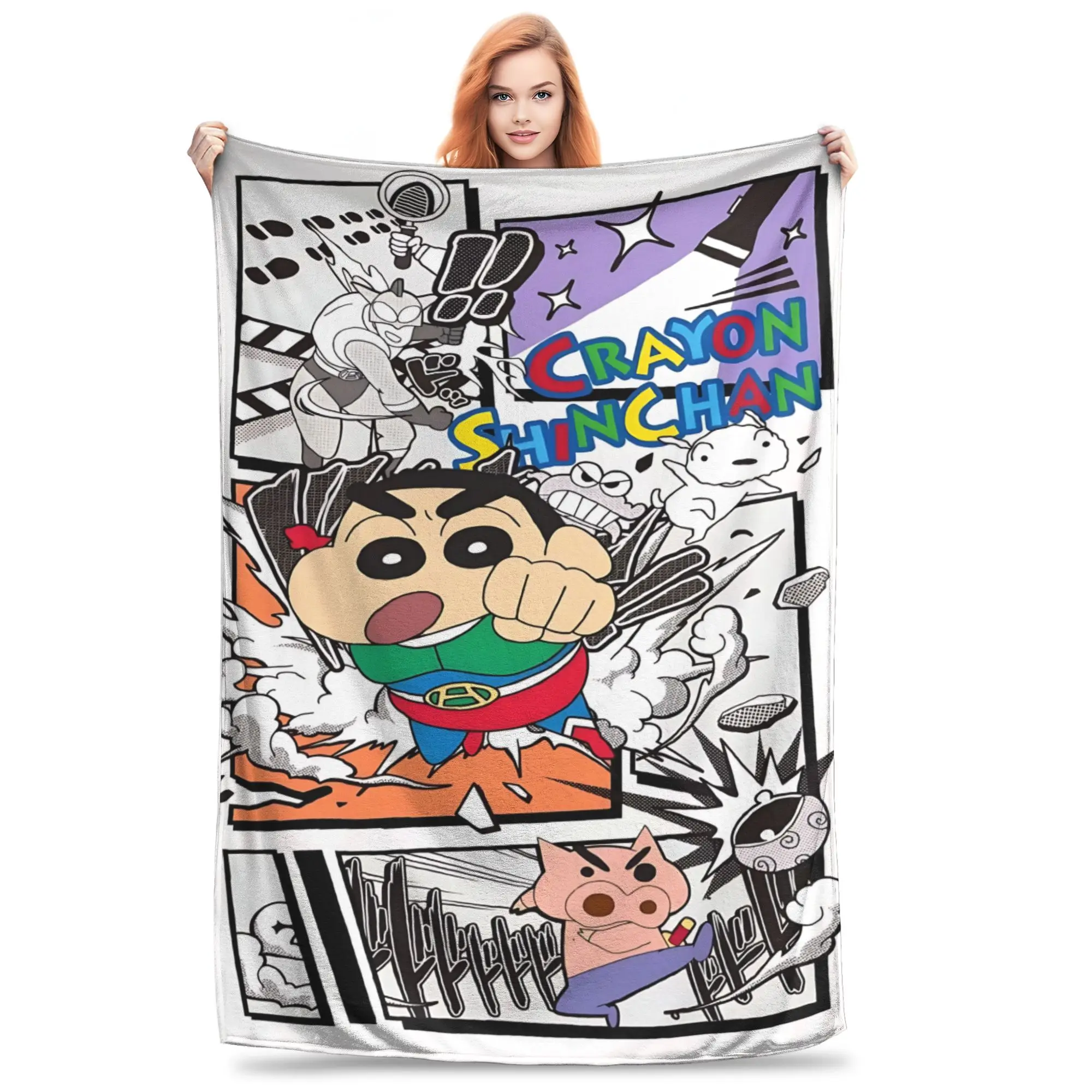 1PC home Cutecore Room Decor Crayon S Shin chan Blanket Throw Blanket  Novelty Warm Blanket All Season