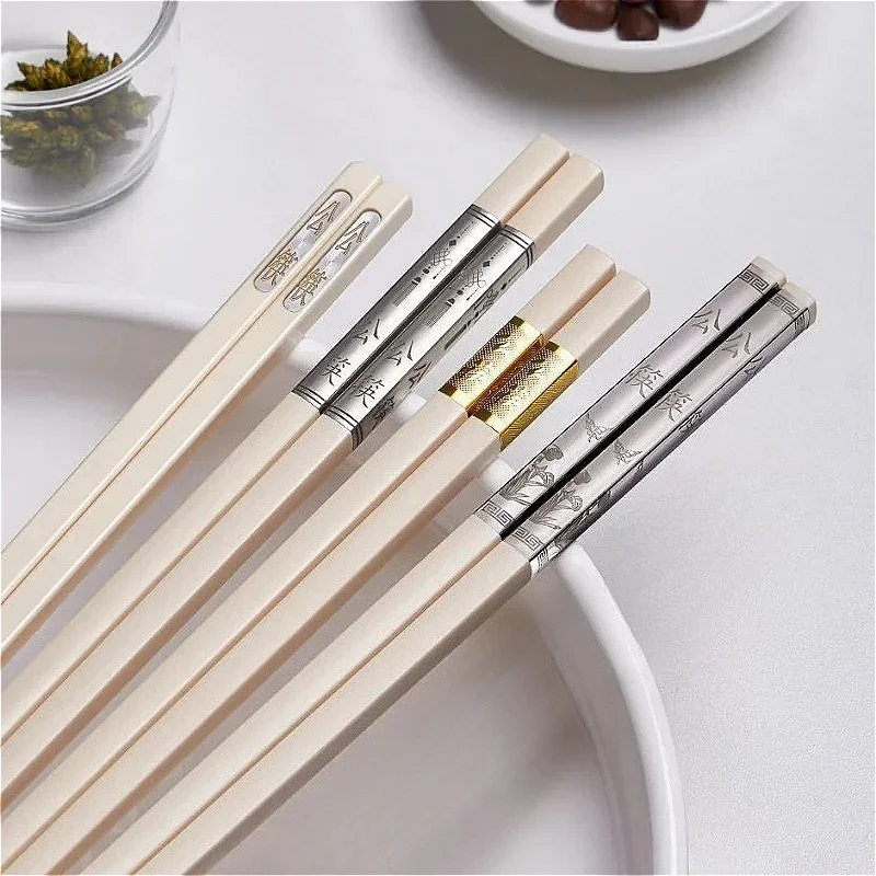 

27cm/30cm Extended Alloy Chopsticks 10 Pairs Chopsticks Kitchen Tableware Chinese Sticks Anti Slip Heat Resistant Cute Chopstick