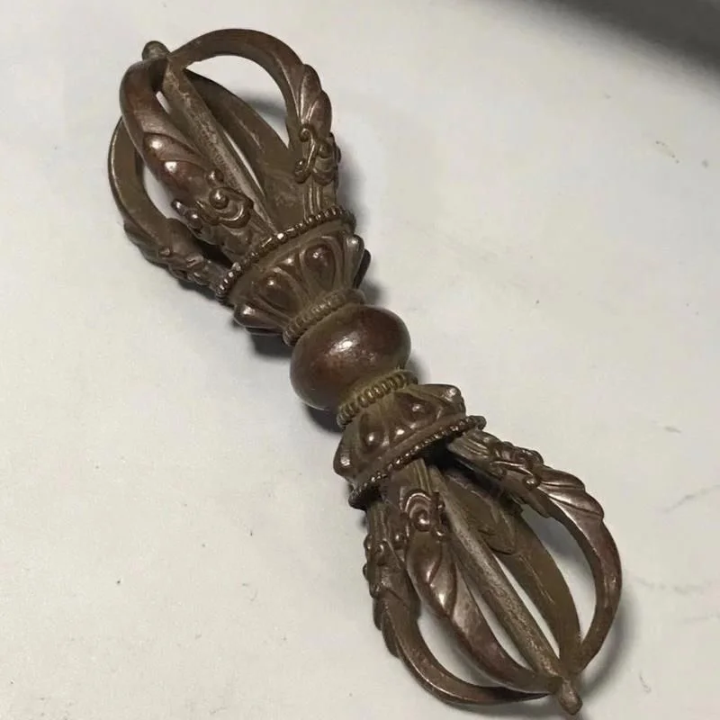 Antique Tibetan Style Vajra Ritual Instrument Eight-Pronged Five-Pronged Ornament Tantric Bronze Vajra Pestle Demon-Slaying Anti