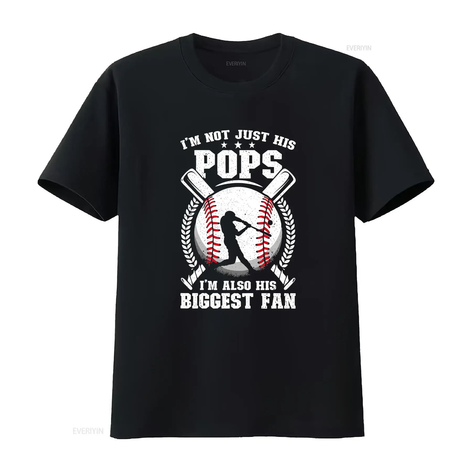 Casual Baseball Pops Biggest Fan Sport Print T Shirt vintage Washed homme fashion Soft Top For Everyday Wear Unisex Versatile