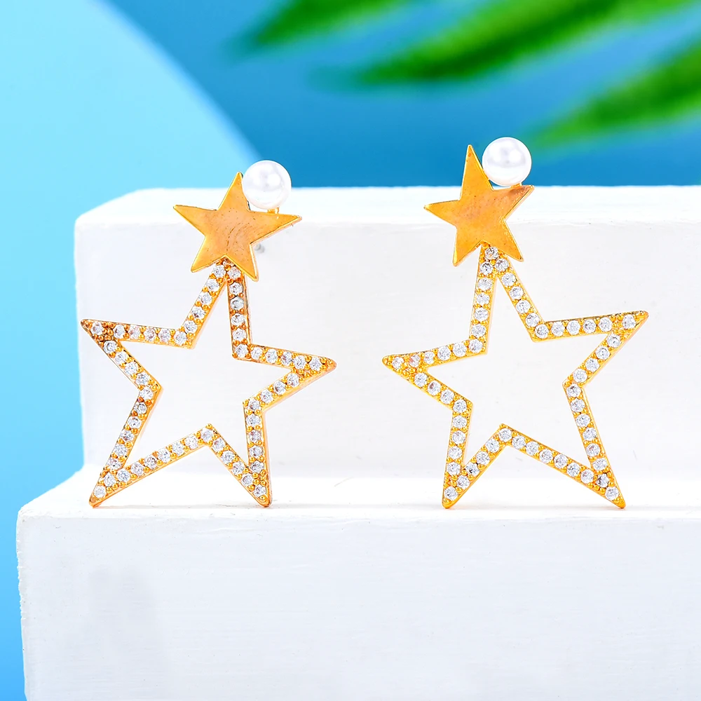 Kellybola New Star Pendant Earrings For Women Bridal Wedding Girl Daily Surper Jewelry High Quality Facebook Ins Trendy Classic