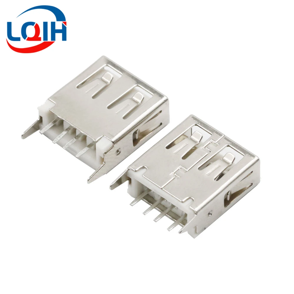 10PCS USB Socket Connector A F Female Seat 180 Degrees 13.0/13.7/15.0mm Straight Pin USB Borderless Socket Connection Connector