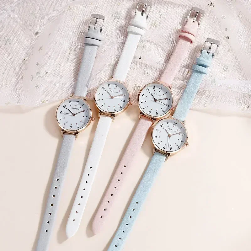 Jam tangan untuk wanita jam tangan Quartz modis sederhana jam tangan wanita jam tangan siswa jam tangan warna-warni seni klasik gaya Retro Reloj Mujer