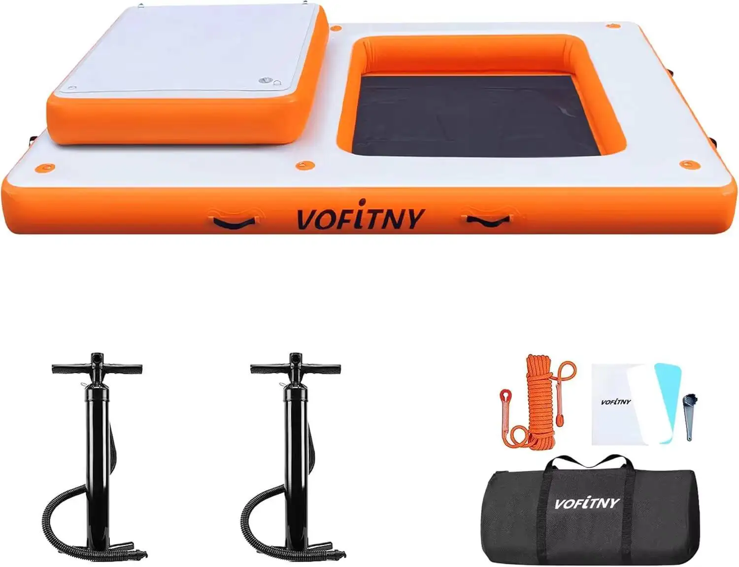 Doca flutuante inflável VOFiTNY, doca flutuante de plataforma de natação para lagos, flutuadores de lago para adultos, tapete de jangada de ilha para lago e praia