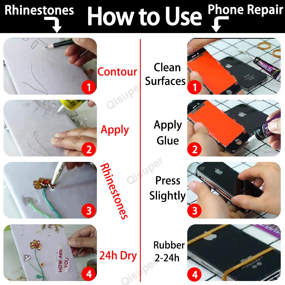 Zhanlida Transparent Black Glue for Phone Repair Rhinestone Clothes Crystals Jewelry Making Leather Craft Paste Adhesive Sealant