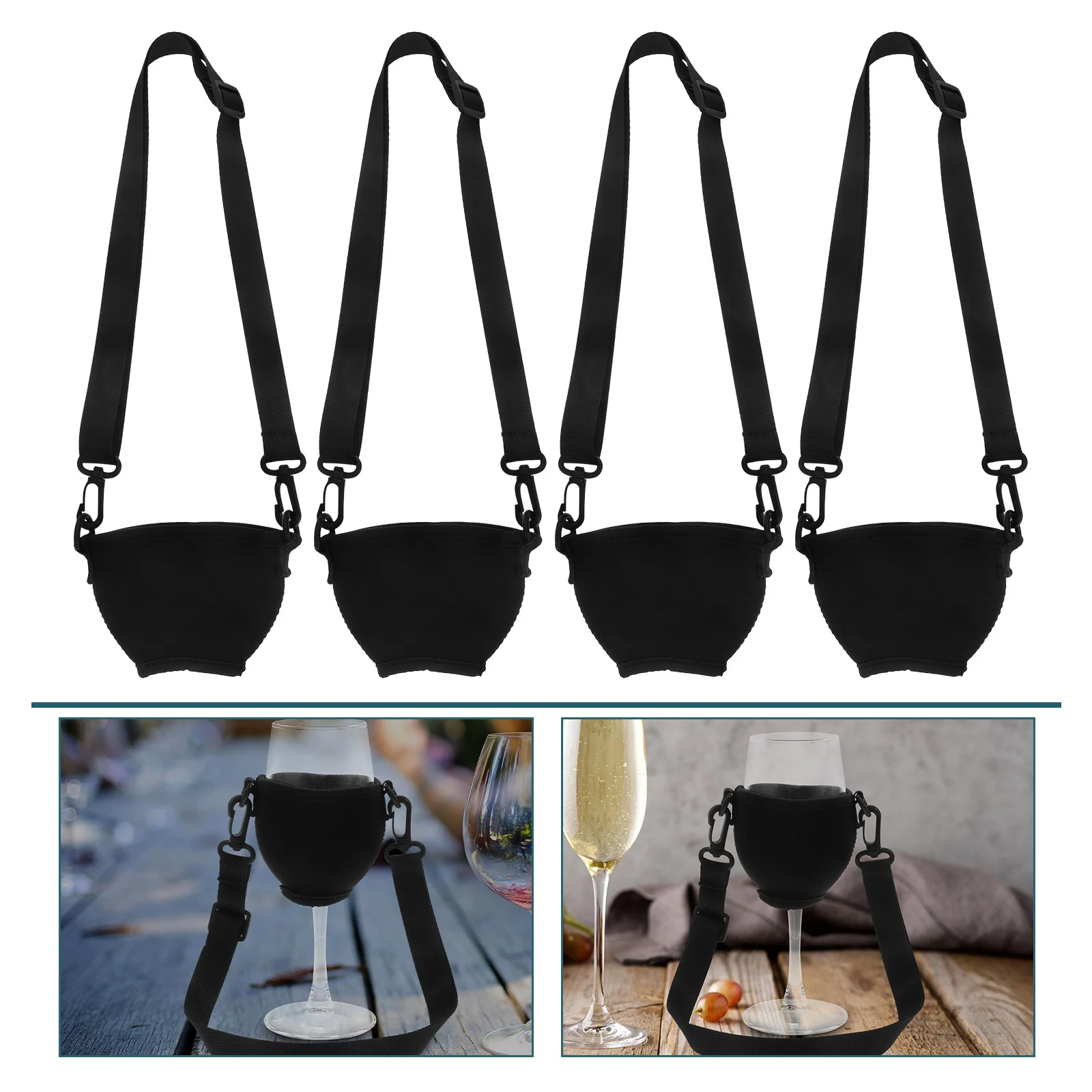 

4Pcs Wine Glass Neck Strap Insulated Holder Sleeve Compact Design for All Wine Types Great for Parties Beach Outings Fashionable