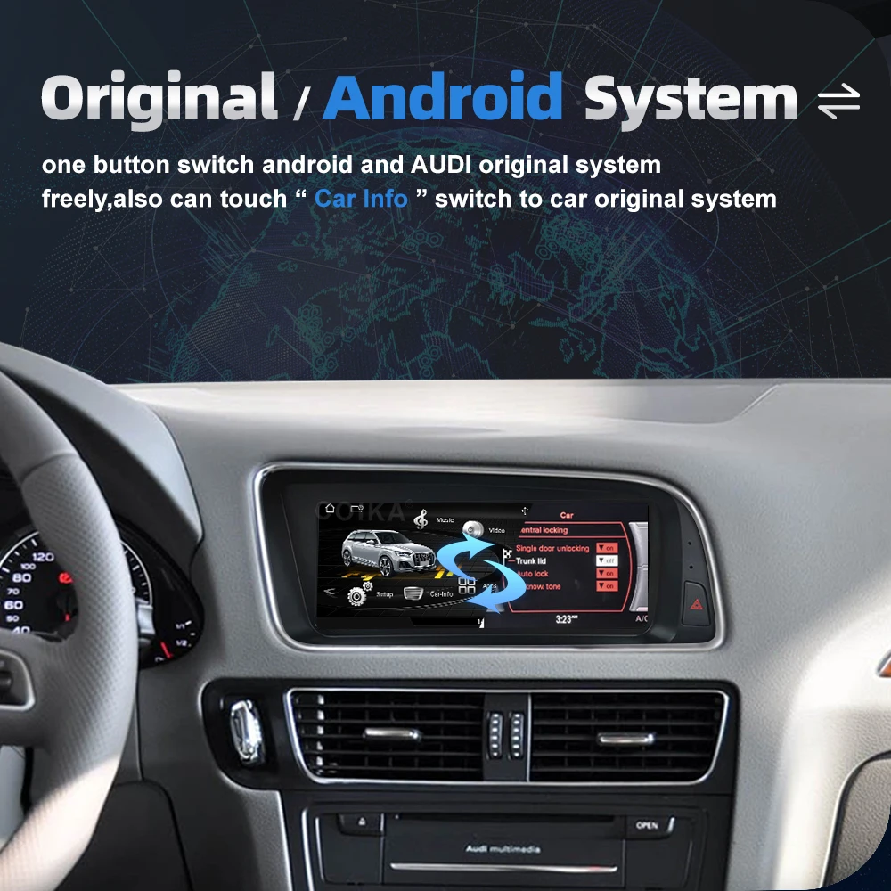 8.8 Inch Android 14 Carplay Screen For Audi Q5 2009-2016 BT GPS