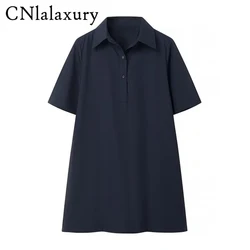 CNlalaxury Women 2023 Summer New Arrival Fashion All-Match POLO Mini Dress Chic Lapel Casual Short Sleeve Dress Vestidos Mujer