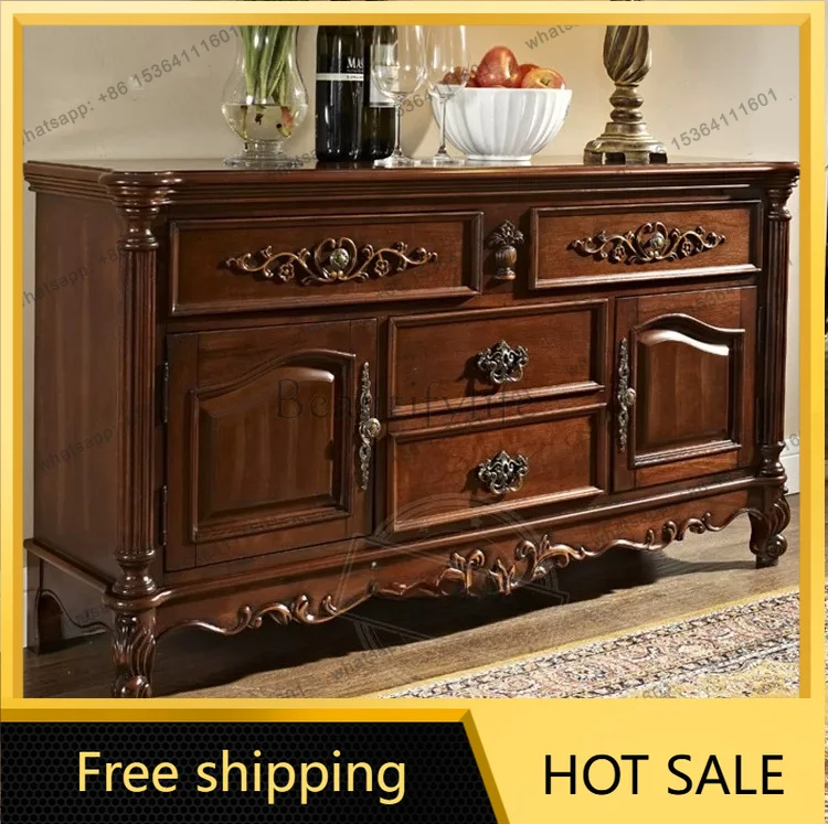 XX. American solid wood side cabinet European multi-functional storage cupboard