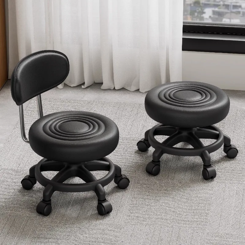 Modern Silent Swivel Chair Multifunctional Backrest Low Stool Mobile Entryway Footrest Compact Living Room Children's Chair