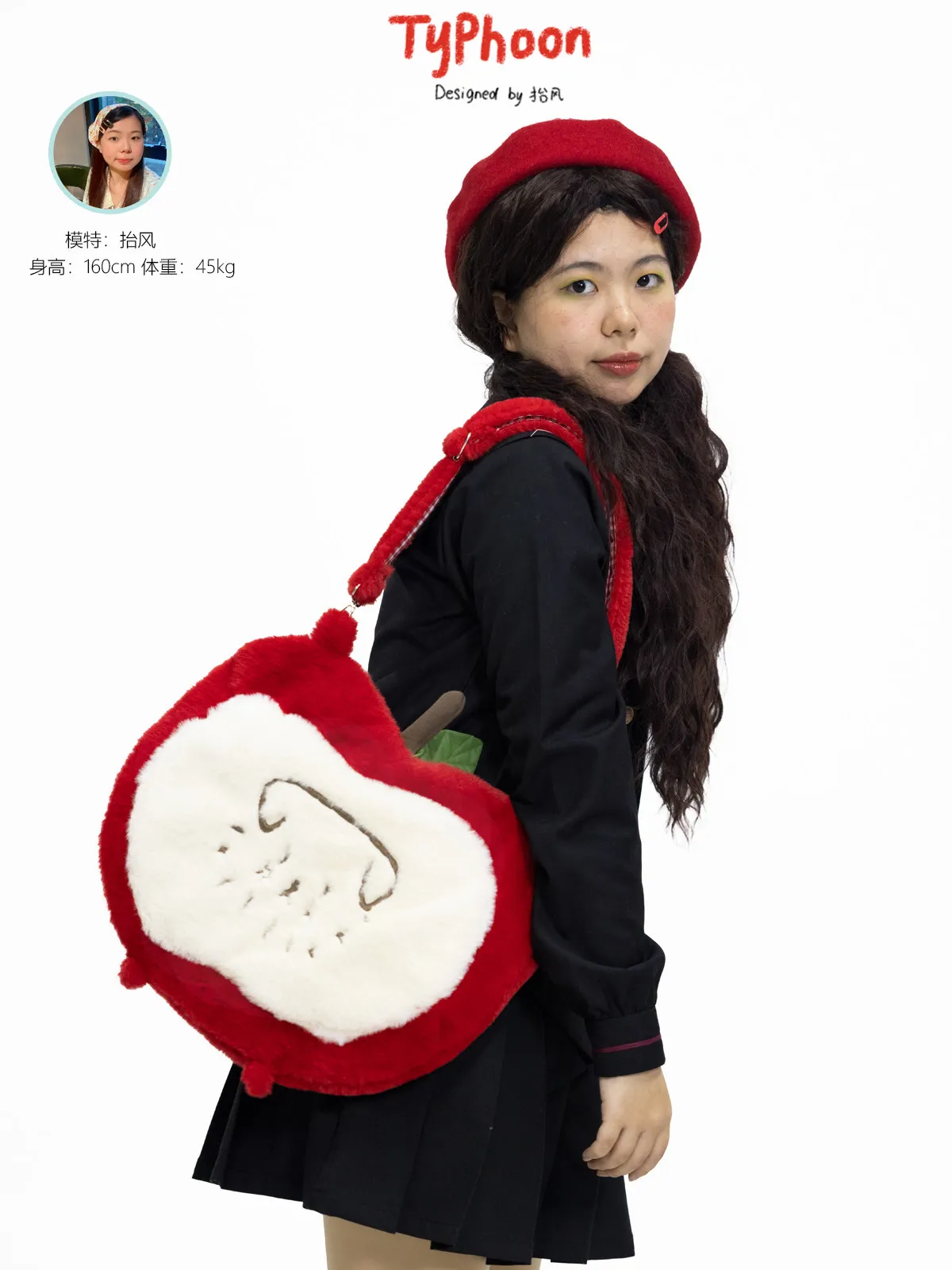 Japanese Original Sweet Cute Apple Bag Plush Backpack Crossbody Large Capacity Commuter Backpack Schoolbag Birthday Gift Female