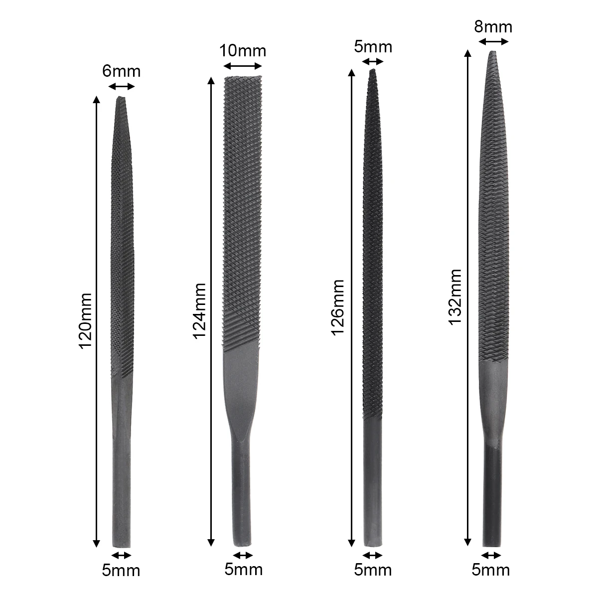 4Pcs 5/6/8/10MM Pneumatic File Bits Assorted File AF-5 Reciprocating File Industrial Electric Pneumatic Tools File Bit Accessory