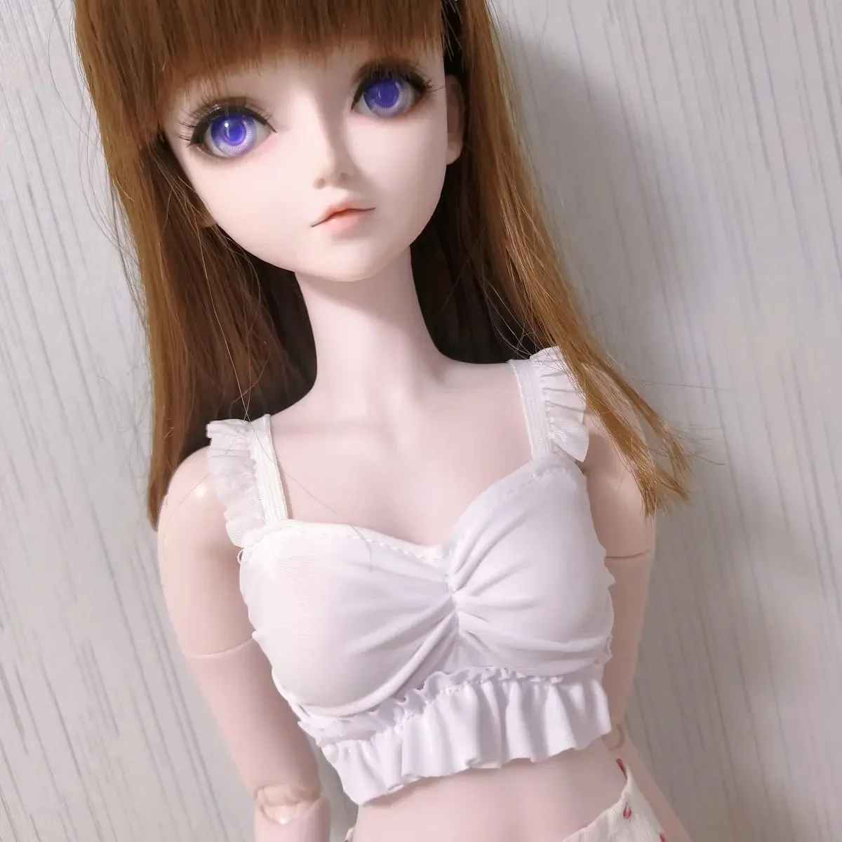 (Customized) 60cm Doll's Clothes for 1/3 Bjd Doll Top White Lace Ruffle Edge Small Vest Toys Dress Up Doll Accessories, No Doll