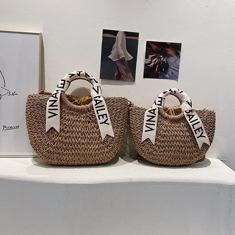 Women Summer Beach Bags Handbags Large Capacity Lady Shoulder Bag Letter Linen Totes Casual Girls Travel Crossbody Bag 2023