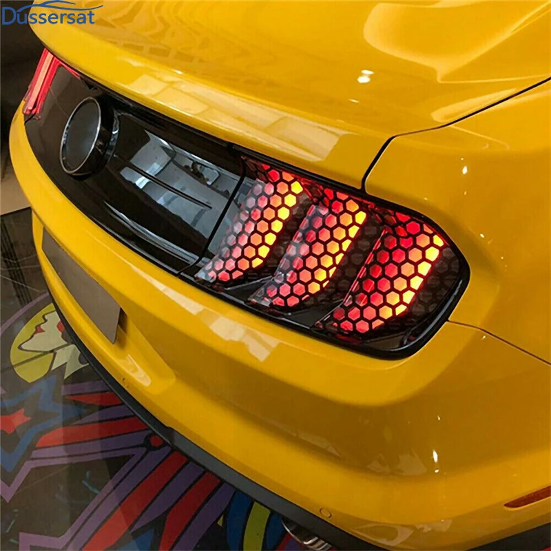 Universal Car Tail Light Lamp Stickers - Black Honeycomb Taillight Cover DIY Fog Light Smoke Film Decal Sticker for All Vehicles