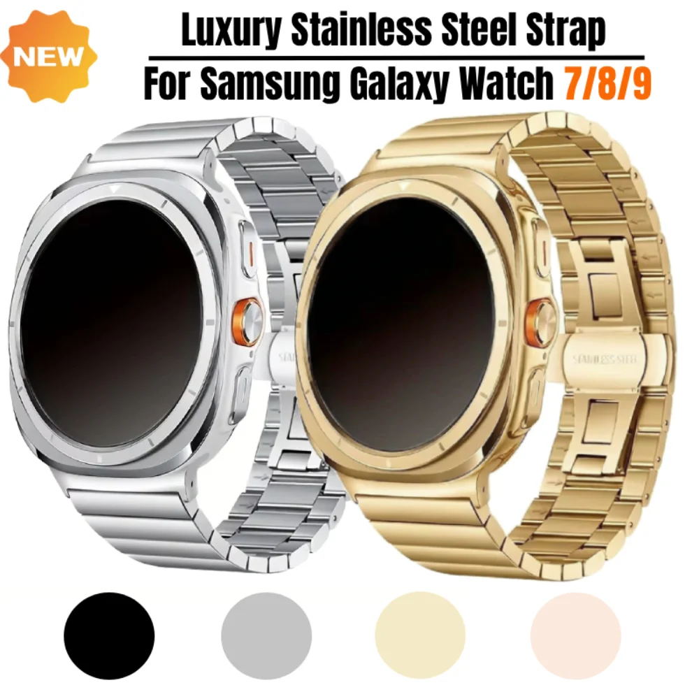 Luxury Stainless Steel Strap for Samsung Galaxy Watch 9 8 7 40mm 44mm/8Classic 46mm Sports Bracelet for Galaxy Watch 5 Pro 45mm