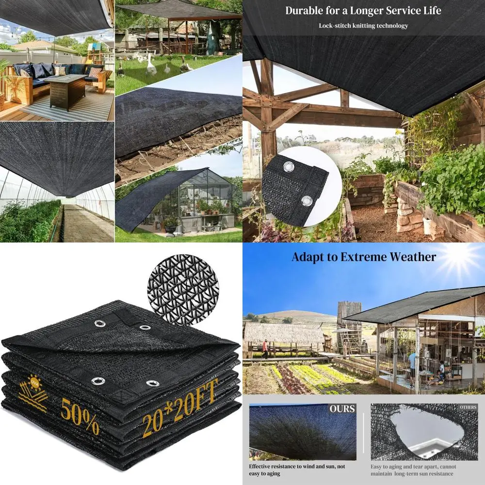 20x20FT Durable Shade Mesh Tarp with Reinforced Grommets for Outdoor Plants, Greenhouse, Pergola, and Patio Sun Protection