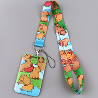 Cute Capybara Credential Holder Cartoon Animal Neck Strap Lanyard for Key Keychain USB Badge Holder Keyring Accessories Gifts