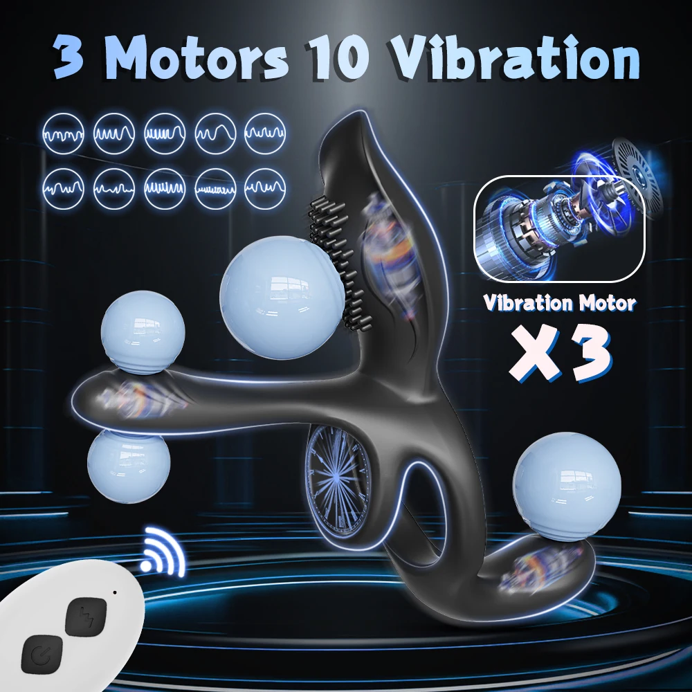 Vibrating Cock Ring for Men Male Ejaculation Delay Erectile Penis Ring G-Spot Clitoris Anal Stimulator Adult Sex Toy for Couples view 2