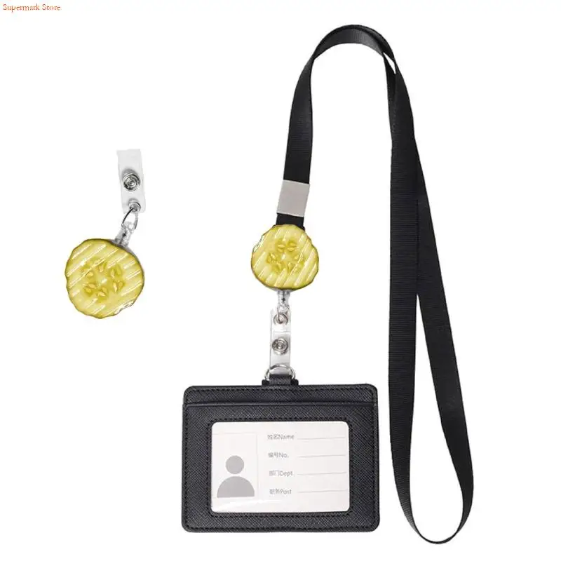 Pickle Badge Reel for Access Cards with Retractable Reel Structure, Acrylic Front, and Loop for Lanyards, Backpacks, Belts,