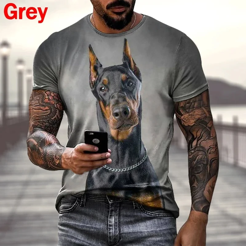 New Fashion Summer Hot Sale 3D Doberman  Men\'swomen\'s T Shirt 3D Printing Short-sleeved Round Neck animel dog Tops Tshirt Tees