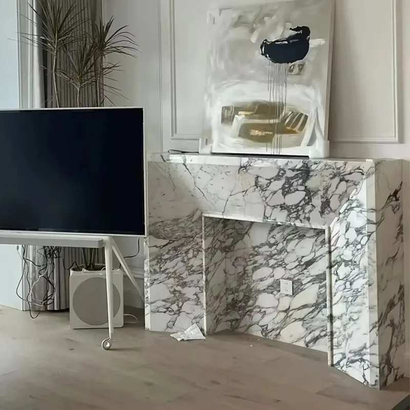 Luxury Natural Marble Fireplace Surround  Villa Livingroom Hotel Indoor Decoration Surround Mantel Mantle xyl