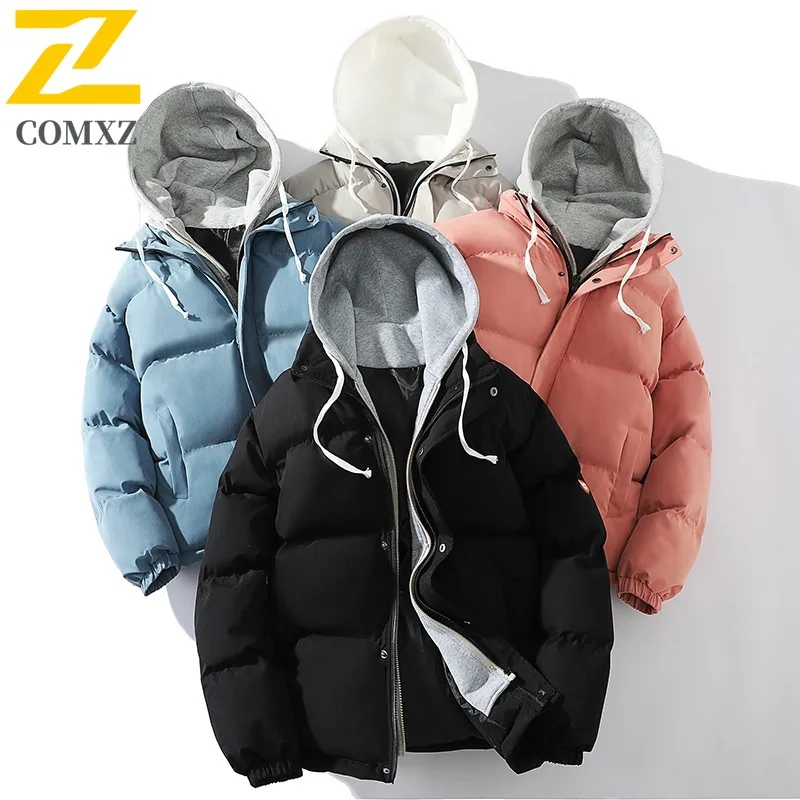 

COMXZ Men Padded Jacket Warm Thickened Windproof Hooded Travel Camping Parker Coat Snowy Handsome High Quality Winter Jacket