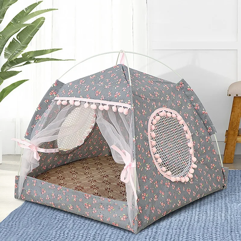 Pet Cat Tent Summer Cave Hut Cat Sleep House For Kitten Puppy Playpen Cage Basket Cat Nesk Kennel Small Dog House Bed