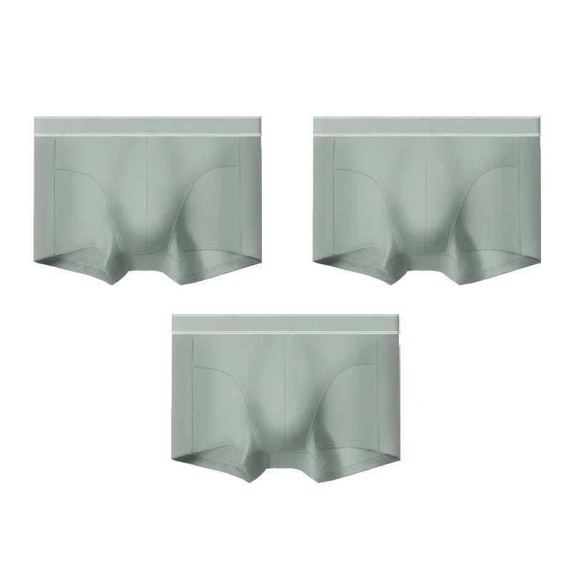 

3PCS Silk antibacterial underwear for men, straight-leg short briefs for summer, lightweight, trendy, large size, sports style