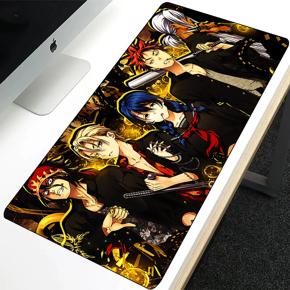 Alfombrilla de ratón Shokugeki no Som de la guerra de las comidas, alfombrilla de ratón antideslizante con borde de bloqueo, impresión HD, teclado, PC, escritorio, Gamers, XXL90x40cm