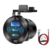 3 Ports 90W 12-24V USB Car Charger Socket Dual PD & QC3.0 Fast Charging Ports Aluminum with Touch Switch for Car RV Bus Truck