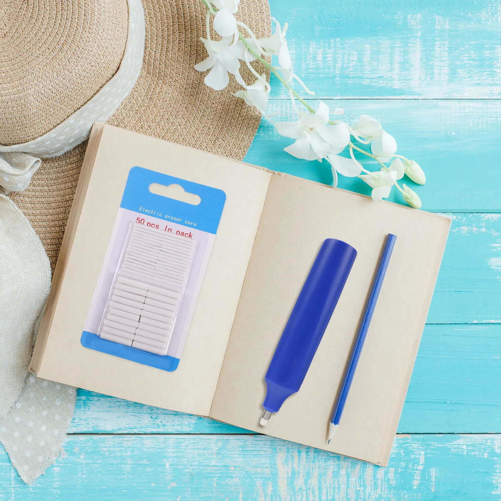 100 قطعة ممحاة كهربائية النوى استبدال آمن عبوات للطلاب المدمجة محو الرسم رسم الواجبات المنزلية طالب نظيف