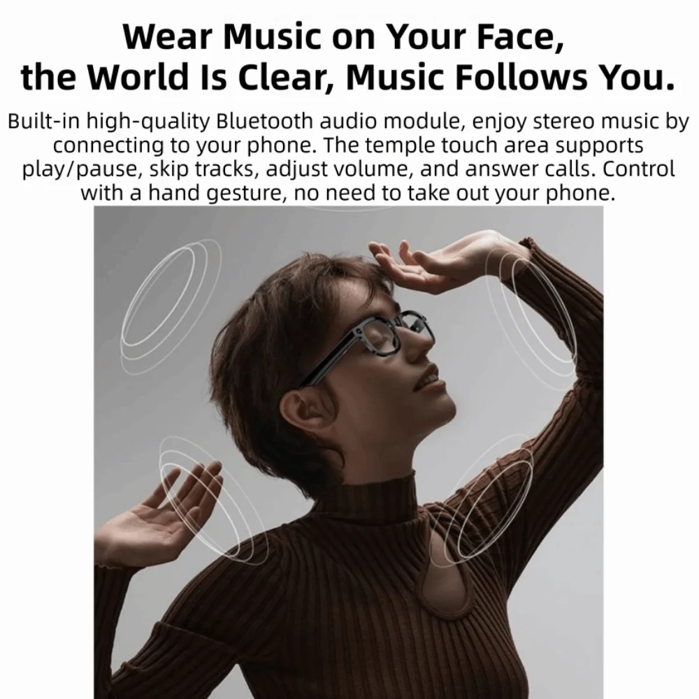 Real-time Translation AI Smart Glasses Wearable Tech Anti-Blue Light Smart Video Glasses Bluetooth Audio Waterproof