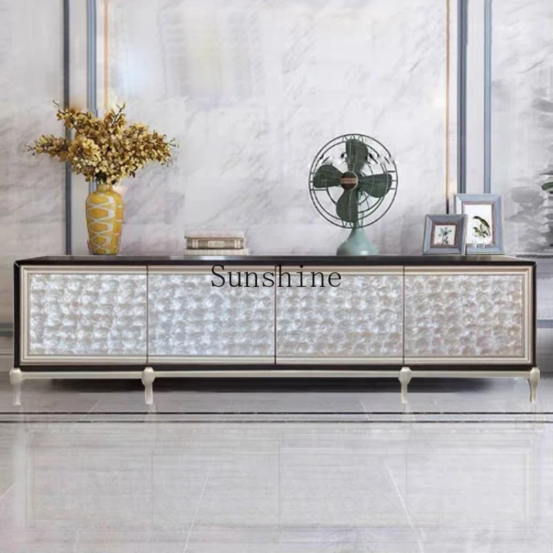 

American all-solid wood shell TV cabinet, living room coffee table combination audio-visual floor cabinet