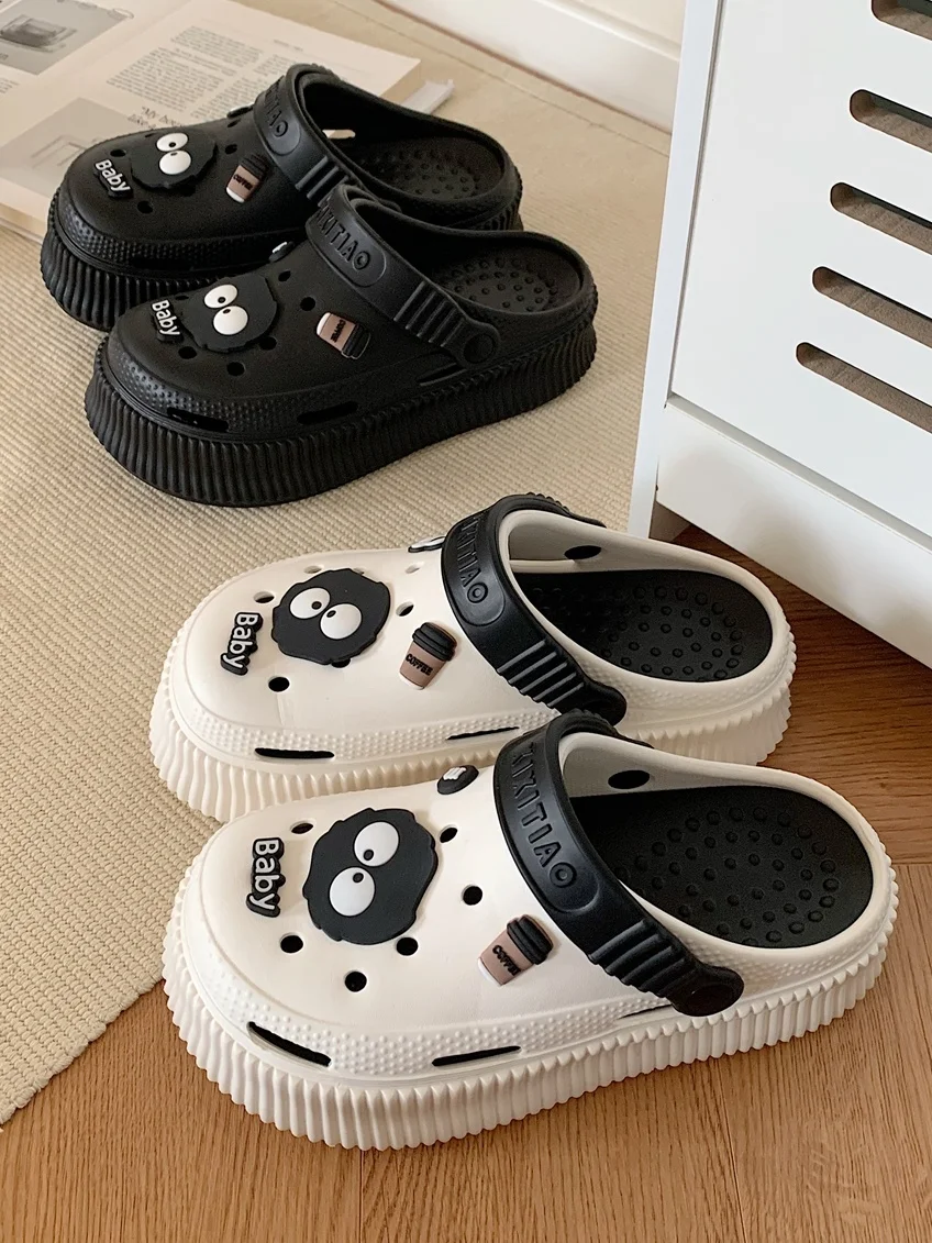 Man Women Couples Garden Shoes Smmer Outdoor Slipper Thick Bottom DIY Hole Shoes Female Funny Sandals