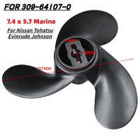 Propeller 7.4 x 5.7 Marine Propeller Aluminum Alloy For Nissan Tohatsu Evinrude Johnson 2.2-3.3HP R Rotation Black 3 Blades