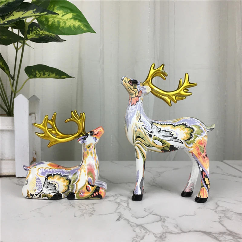 Home Decor Decorative Statues Sculpture House Home Decoration Living Room Nordic modern graffiti painted water transfer deer